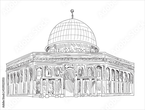 Photo Al-Aqsa Mosque hand drawing vector. Jerusalem
