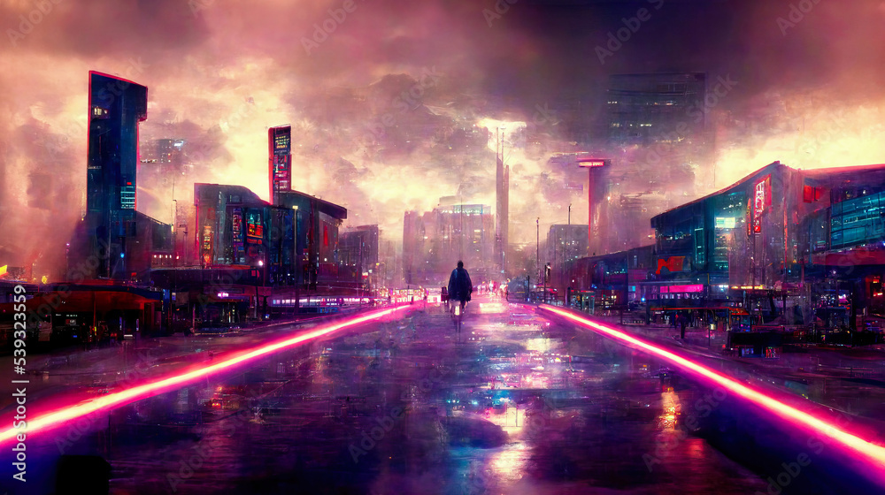 Cyberpunk Wallpaper 4K, Futuristic, Neon background