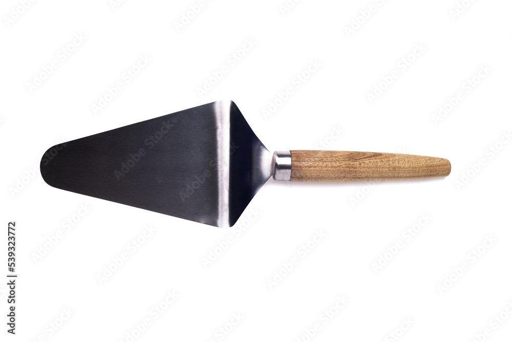 cake spatula with wooden handle on white background cake spatula with wooden handle on white background
