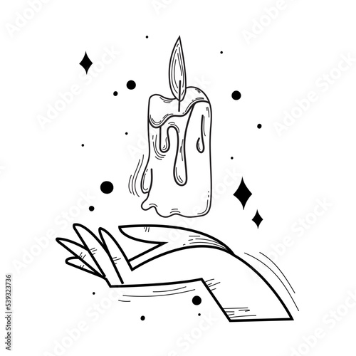 Isolated hand holding a candle Esoterism sketch icon Vector