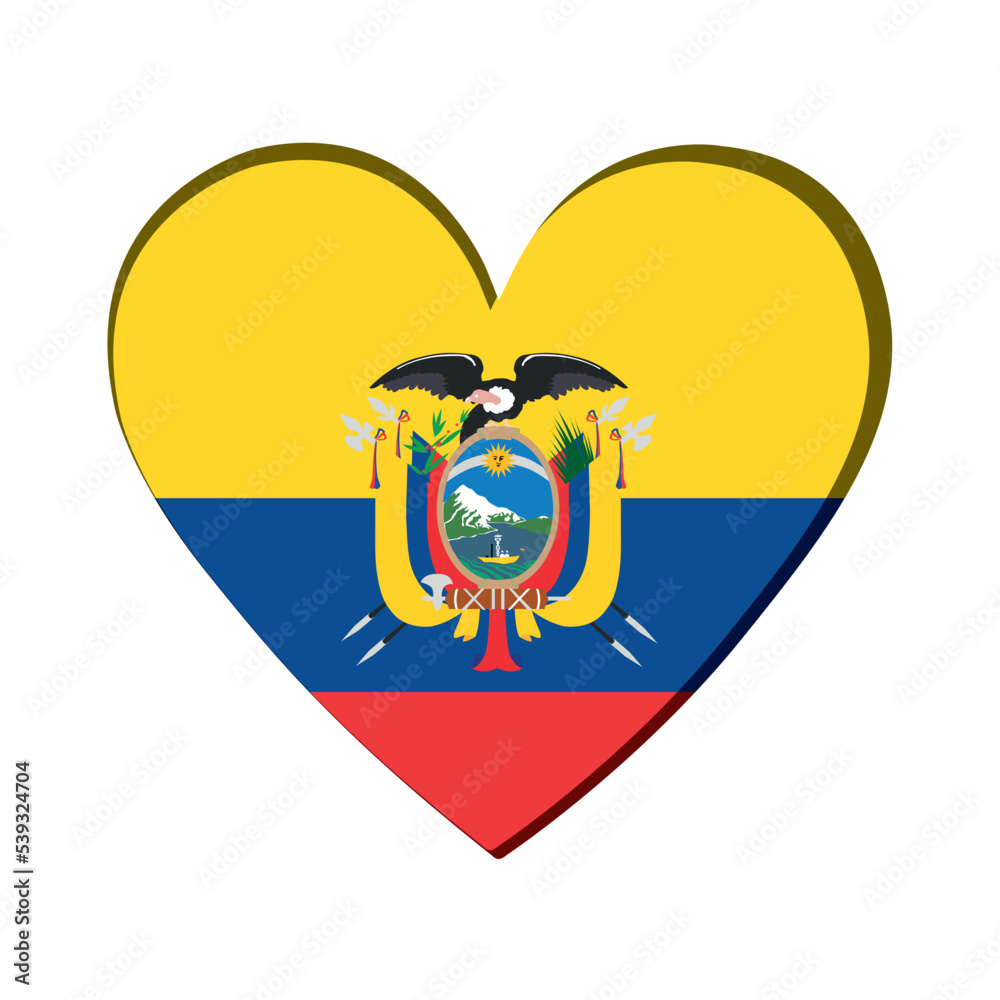 Isolated heart shape with the flag of Ecuador Vector Isolated heart shape with the flag of Ecuador Vector