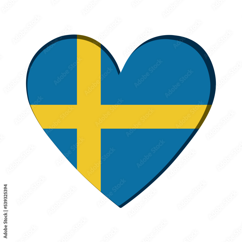 Isolated heart shape with the flag of Sweden Vector Isolated heart shape with the flag of Sweden Vector