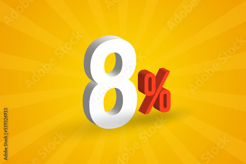 8% discount 3D text for sells and promotion.