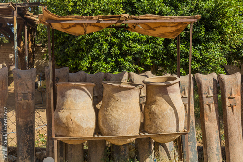 Drinking water clay pots in Karima, Sudan photo