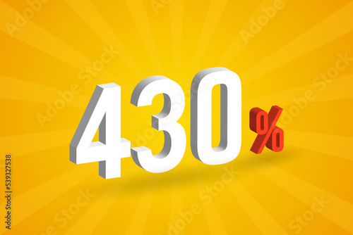 430% discount 3D text for sells and promotion.