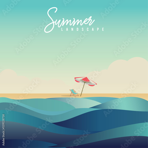 Colored summer trip scenary with a resort umbrella Vector