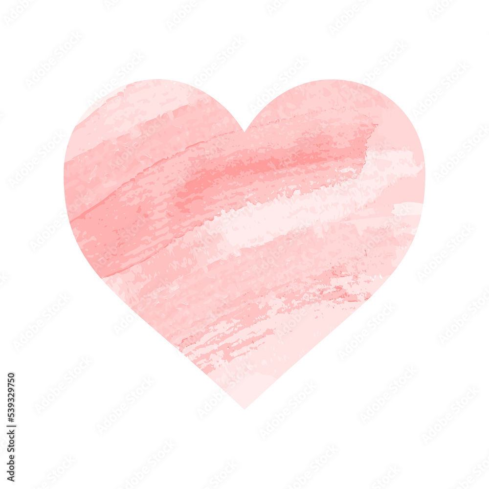 Pink heart shape isolated on white background. Pink hand drawn brush heart shape background.