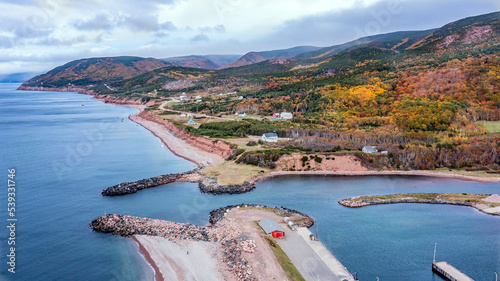 Fotografie, Obraz Drone view of Cape Breton Island, Autumn Colors in Forest, Forest Drone view, Co