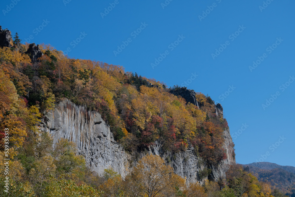 秋のカラフルな渓谷　層雲峡
