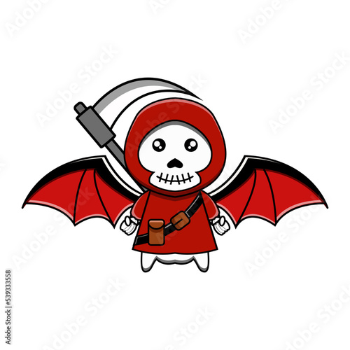 cute vector illustration of an angel of death with wings