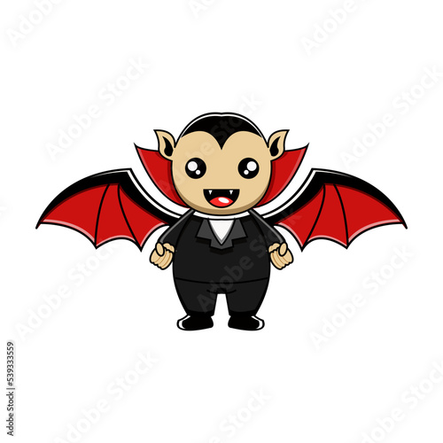 cute vector illustration of dracula with wings