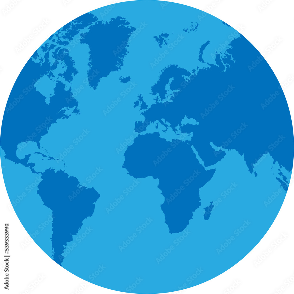 Planet earth in 2 shades of blue.