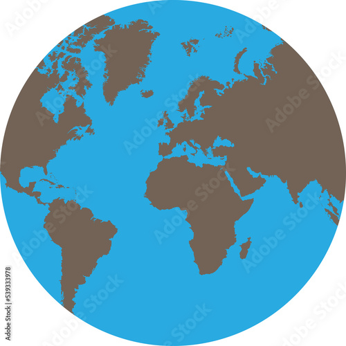 Planet earth. Brown and blue colors.
