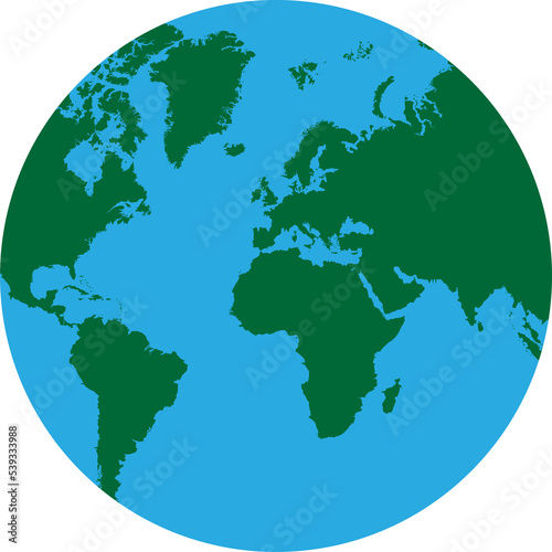Planet earth. Green and blue colors.
