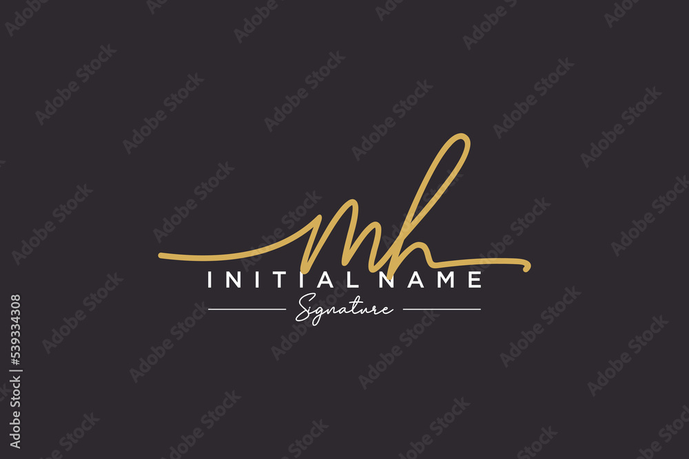Initial MH signature logo template vector. Hand drawn Calligraphy lettering Vector illustration. Initial MH signature logo template vector. Hand drawn Calligraphy lettering Vector illustration.