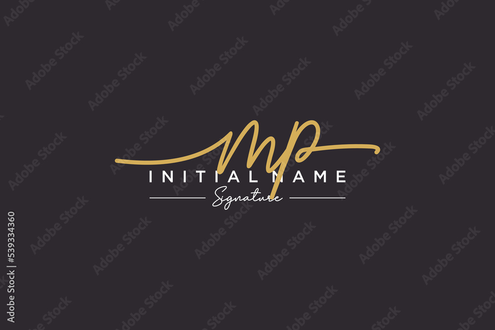 Initial MP signature logo template vector. Hand drawn Calligraphy lettering Vector illustration. Initial MP signature logo template vector. Hand drawn Calligraphy lettering Vector illustration.