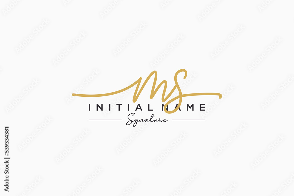 Initial MS signature logo template vector. Hand drawn Calligraphy lettering Vector illustration. - obrazy, fototapety, plakaty 
