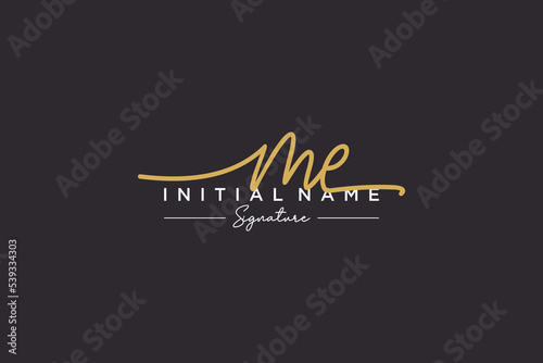 Initial ME signature logo template vector. Hand drawn Calligraphy lettering Vector illustration.