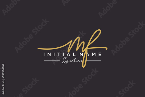 Initial MF signature logo template vector. Hand drawn Calligraphy lettering Vector illustration.