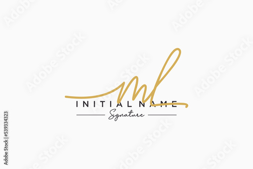 Initial ML signature logo template vector. Hand drawn Calligraphy lettering Vector illustration.
