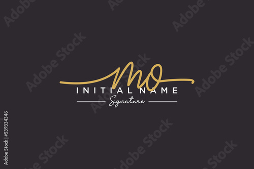 Initial MO signature logo template vector. Hand drawn Calligraphy lettering Vector illustration. photo