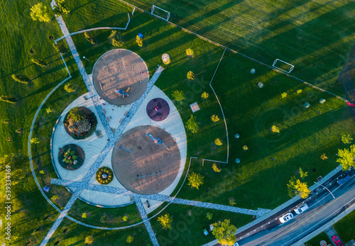 Obraz na płótnie children playground aerial view in Laval, Canada