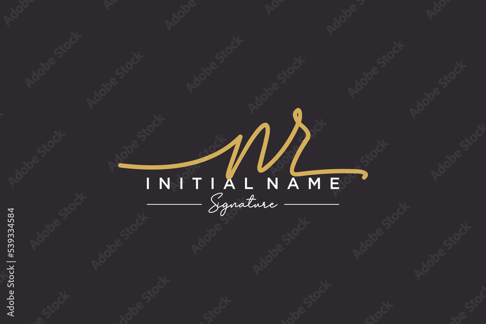 Initial NR signature logo template vector. Hand drawn Calligraphy lettering Vector illustration.