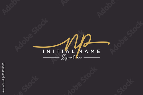 Initial NP signature logo template vector. Hand drawn Calligraphy lettering Vector illustration.