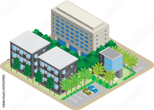 街並みの立体図. 都市の景観. 