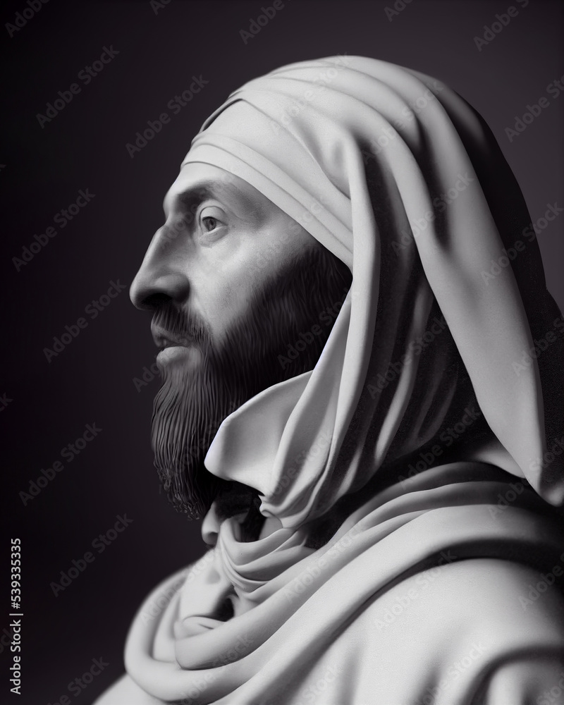 Black and white Portrait of a Prophet, illustration
