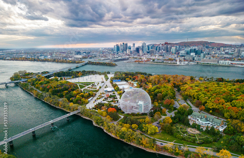 Aerial view of Montreal from Saint Helen's Island  photo