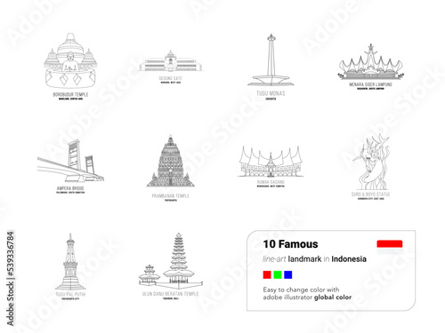 Line art of most visited landmark in indonesia
