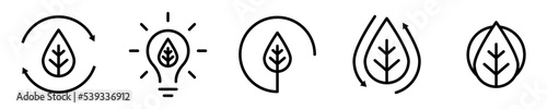 Conjunto de icono de ecología. Medio ambiente, naturaleza. Ilustración vectorial