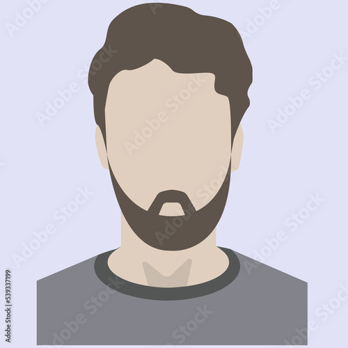 Portrait. Silhouette. Avatar. Icon. Flat illustration of a bearded man's head. A man's head. Bearded man. Guy.
