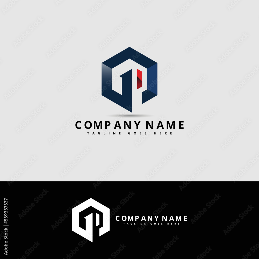 Obraz premium Abstract letter P logo icon set for corporate identity design isolated on Grey background.
