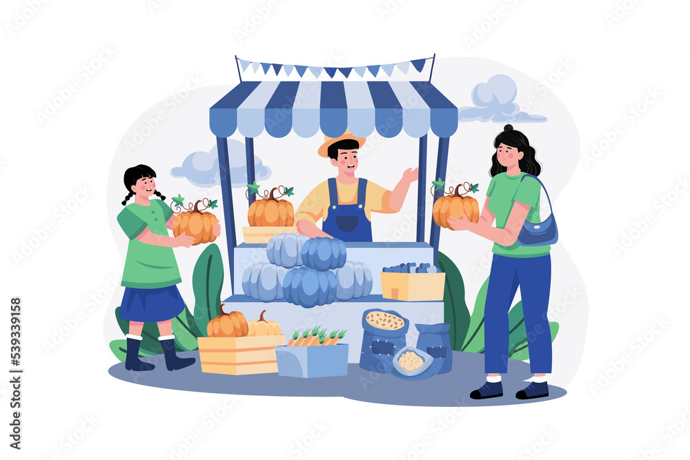 The woman is buying pumpkins to decorate for Thanksgiving Day The woman is buying pumpkins to decorate for Thanksgiving Day