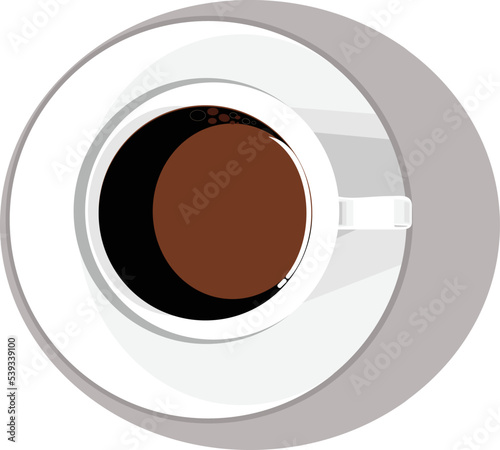 A cup of coffee from a vertical perspective