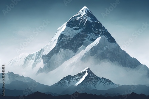 Fényképezés Mount Everest isolated on white background