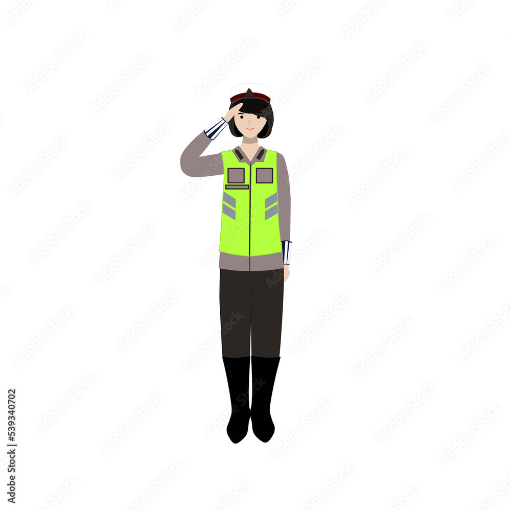 Illustration of police woman wearing  vest