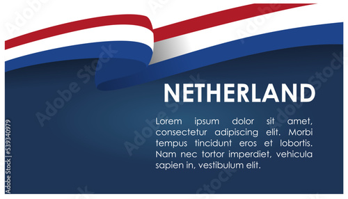 Netherland Flag Ribbon. Slides Vector Illustration