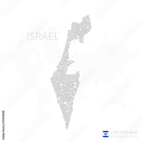 Israel grey map isolated on white background with abstract mesh line and point scales. Vector illustration eps 10