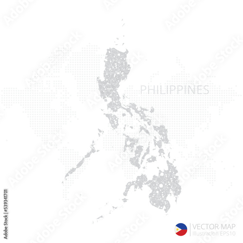Philippines grey map isolated on white background with abstract mesh line and point scales. Vector illustration eps 10