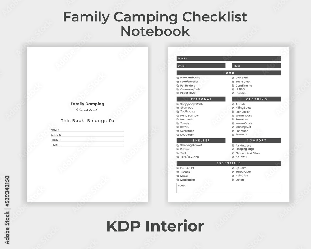 KDP Interior Family Camping Checklist Notebook KDP Interior Family Camping Checklist Notebook