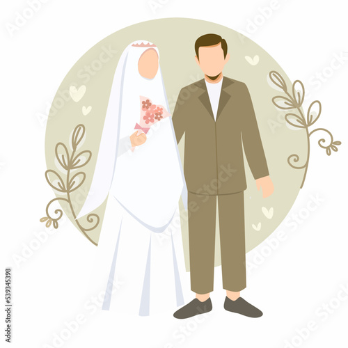 romantic Muslim couples get married, the bride wears a hijab