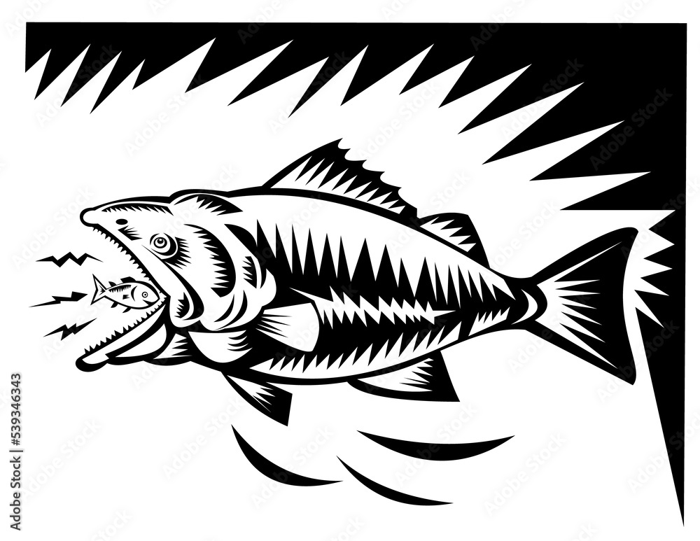 Obraz premium illustration of a big fish eating a small fish