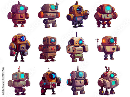 Pack of 12x robot characters photo