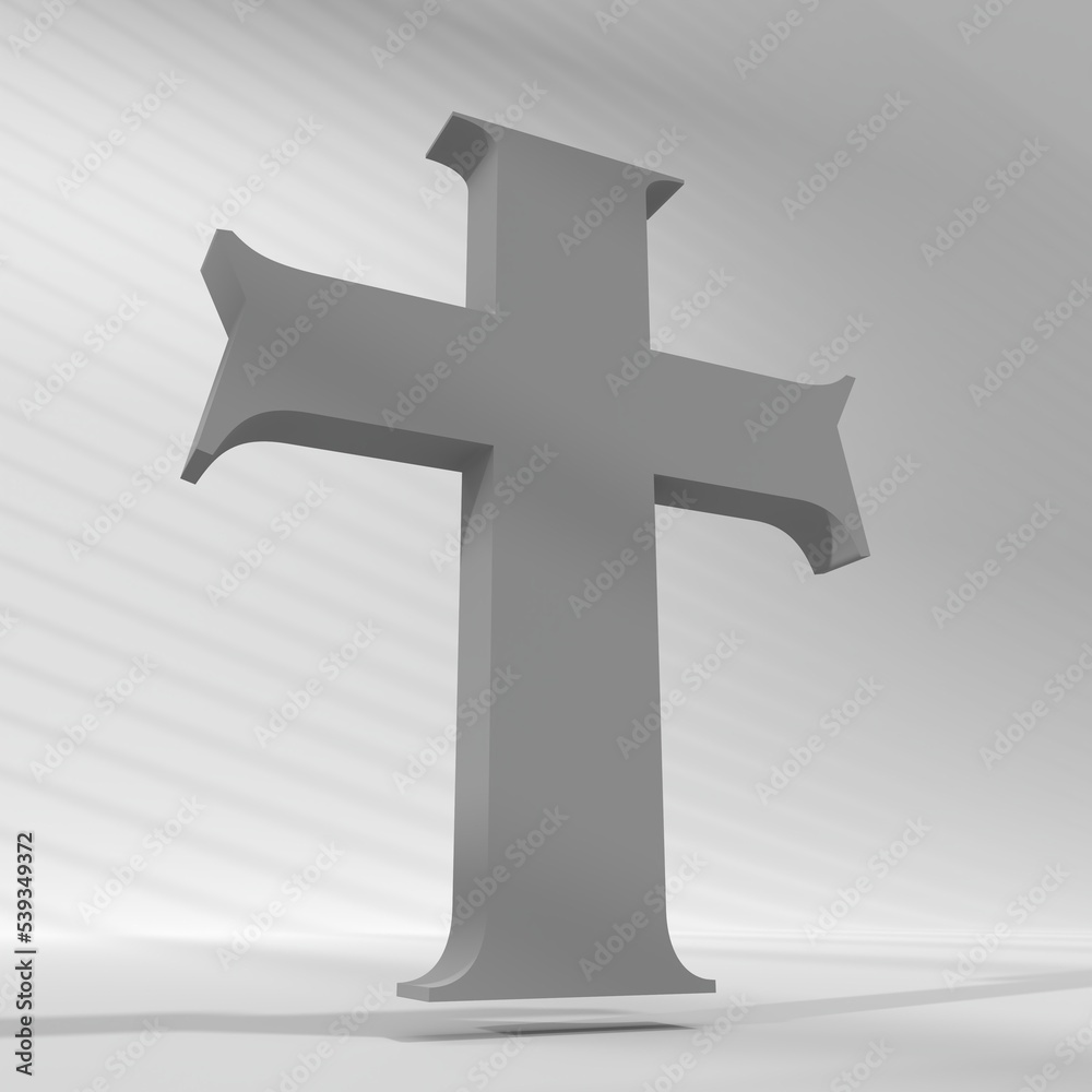 Christian cross. Religion concept illustration. 3D render