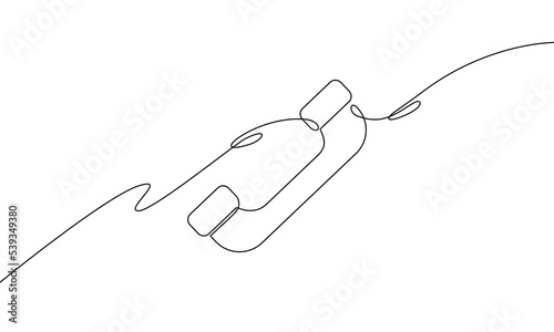 Continuous line drawing of phone, telephone icon outline, business growth, object one line, single line art, vector illustration