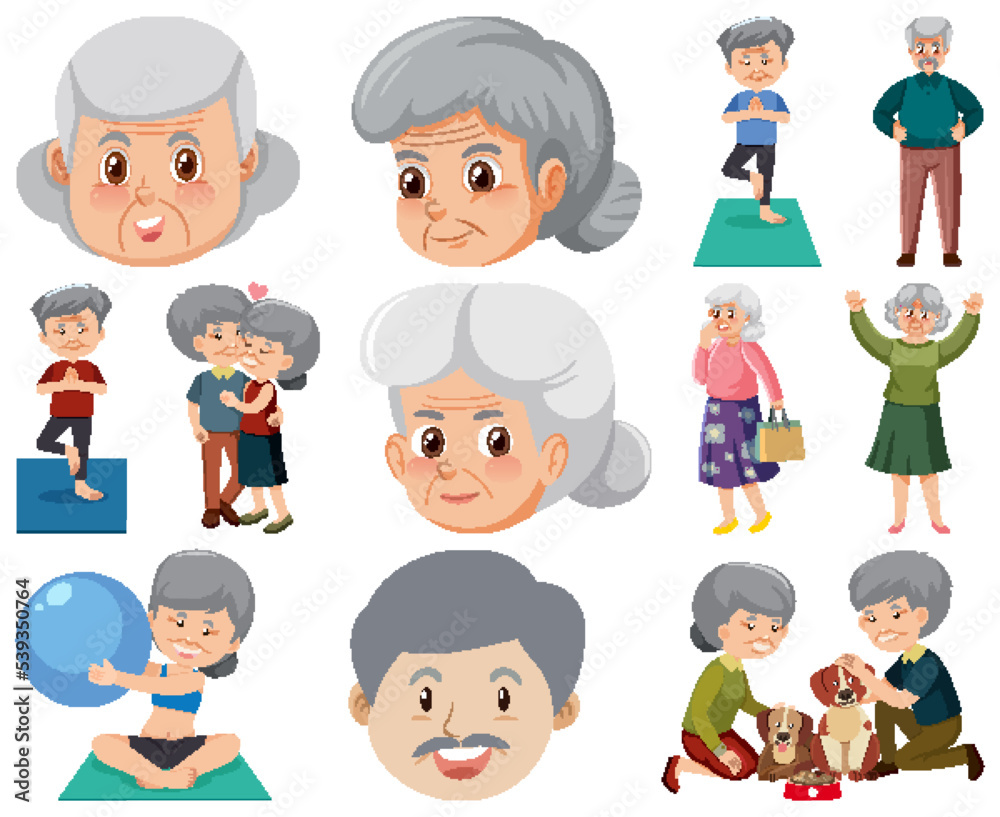 Collection of elderly people icons