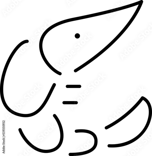 Simple shrimp icon, prawn illustration on transparent background